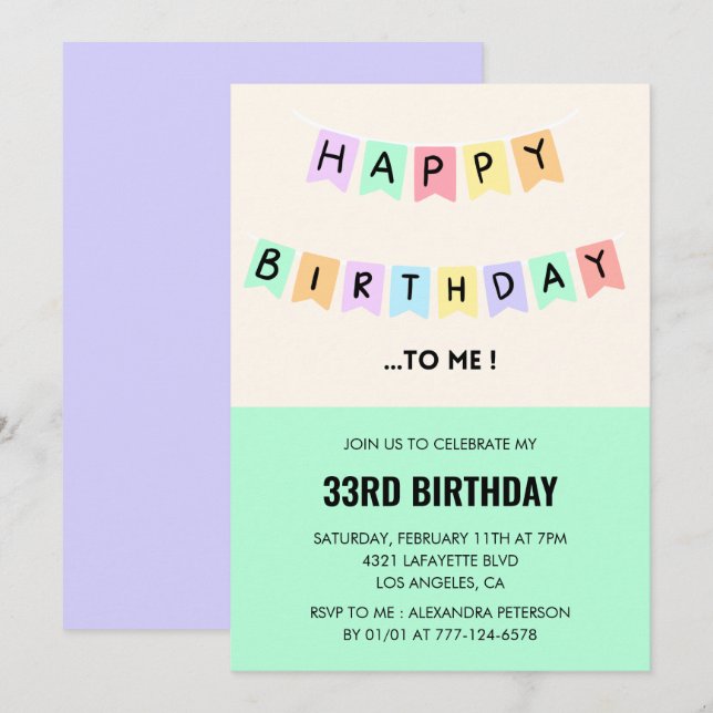 convite de aniversário de 33 anos engraçado feliz  (Frente/Verso)