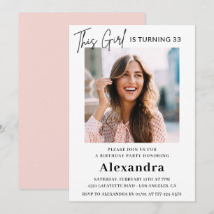 Convite de aniversário de 33 anos Foto Mulher Eleg