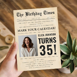 Convite de Aniversário de 35 Anos com Foto Persona