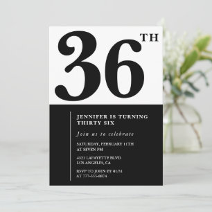 Convite de aniversário de 36 anos elegante para me
