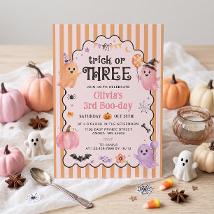 Convite de Aniversário de 3 anos Cute Ghost Trick