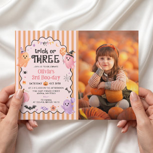 Convite de Aniversário de 3 anos Cute Ghost Trick