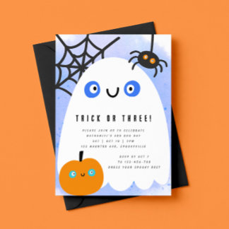 Convite de Aniversário de 3 anos de Halloween 'TRI