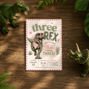 Convite de Aniversário de 3 anos do Dinossauro Rex