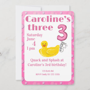 Convite de Aniversário de 3 Anos do Pato de Borrac