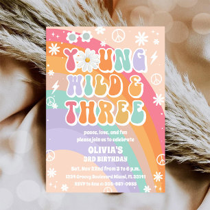 Convite de Aniversário de 3 anos do Retro Hippie