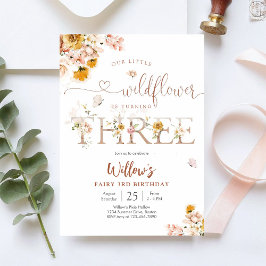 Convite de Aniversário de 3 anos Fairy Wildflower
