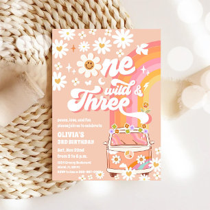 Convite de Aniversário de 3 anos Retro Hippie