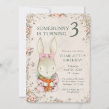 Convite de Aniversário de 3 Anos Somebunny is Turn