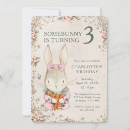 Convite de Aniversário de 3 Anos Somebunny is Turn