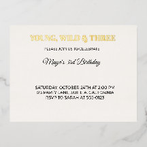 Convite de Aniversário de 3 Anos Young Wild e Três