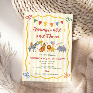 Convite de Aniversário de 3 anos Young Wild & Thre