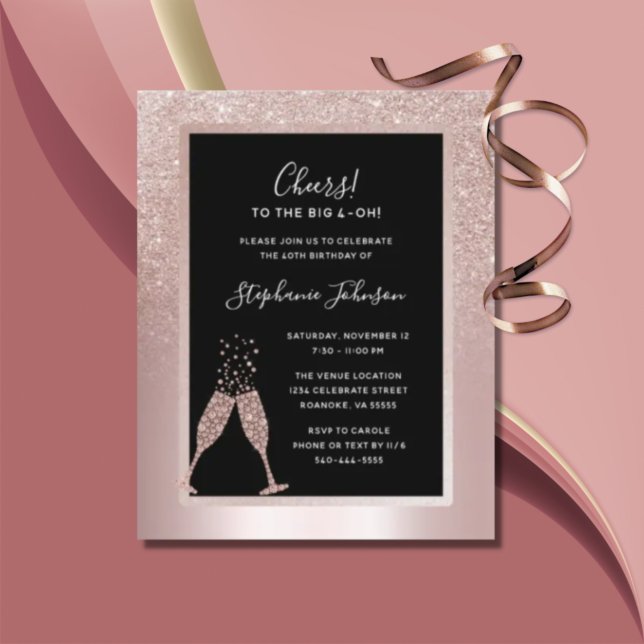 Convite de Aniversário de 40 anos Budget Blush Foi (Criador carregado)