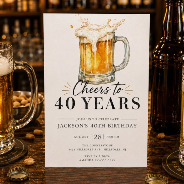 Convite de Aniversário de 40 Anos Cheers (Criador carregado)