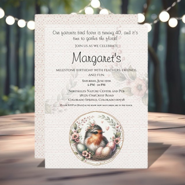Convite de Aniversário de 40 anos com Aquarela de  (Celebrate your love for our feathered friends with this delightful collection. )
