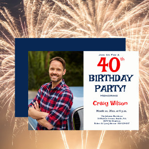 Convite de Aniversário de 40 anos com Imagem