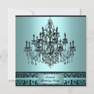 Convite de Aniversário de 40 anos com Lustre Azul