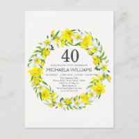 Convite de Aniversário de 40 anos com Narcisos Ama