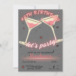 Convite de Aniversário de 40 anos Coquetel Rosa
