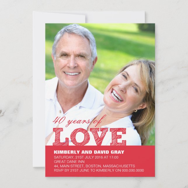 Convite de Aniversário de 40 Anos de Casamento (Frente)