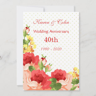 Convite de aniversário de 40 anos de casamento com