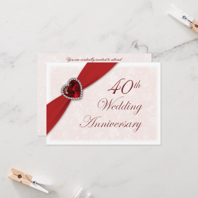 Convite de Aniversário de 40 Anos de Casamento Dam (Frente/Verso In Situ)