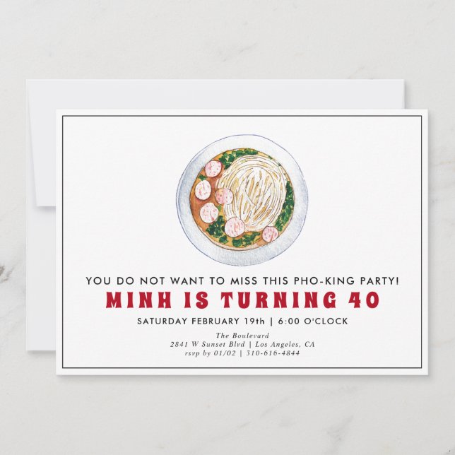 Convite de Aniversário de 40 anos do Phở Vietnamit (Frente)