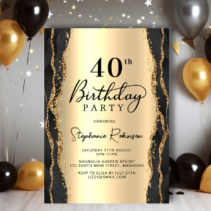 Convite de Aniversário de 40 anos em Ágata Dourada