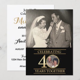 Convite de Aniversário de 40 Anos em Ouro Elegante