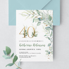 Convite de Aniversário de 40 Anos em Rosa Dourado 