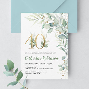 Convite de Aniversário de 40 Anos em Rosa Dourado