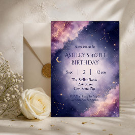 Convite de Aniversário de 40 anos Modern Cosmic