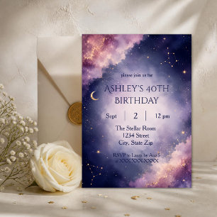 Convite de Aniversário de 40 anos Modern Cosmic