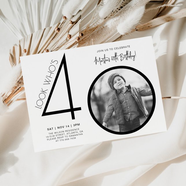 Convite de Aniversário de 40 anos Modern Photo (Criador carregado)