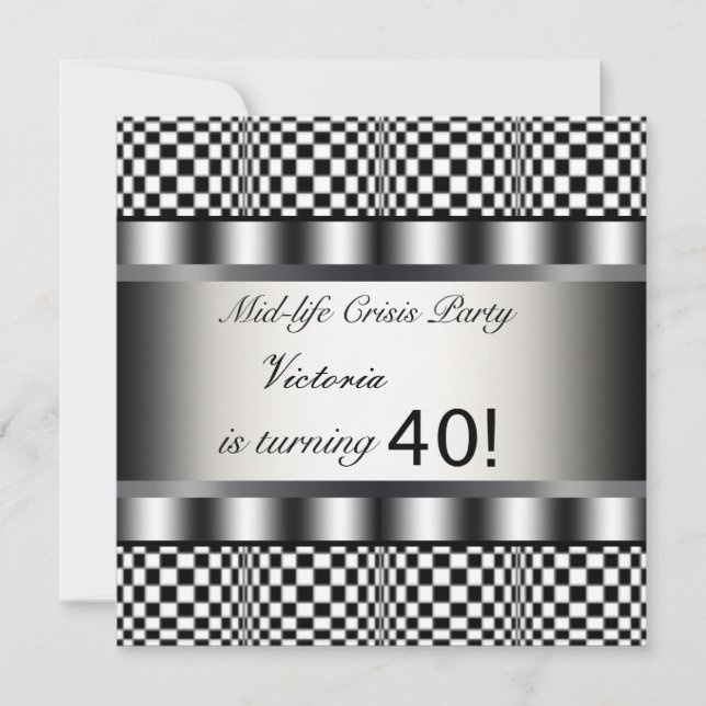 Convite de Aniversário de 40 anos Preto (Frente)
