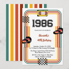 Convite de Aniversário de 40 anos Retro Cassete Di