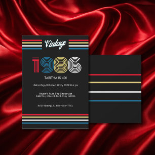 Convite de Aniversário de 40 Anos Retrô Vintage 19