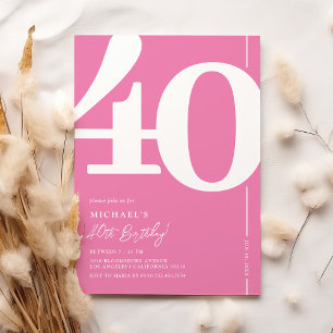 Convite de Aniversário de 40 Anos Rosa Bonito