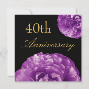 Convite de Aniversário de 40 anos - Rosas ROXAS