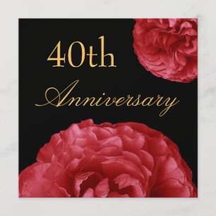 Convite de Aniversário de 40 anos - Rosas VERMELHA