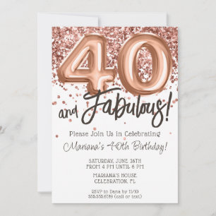 Convite de Aniversário de 40 anos Rose Gold