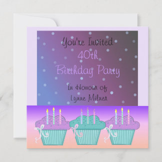 Convite de Aniversário de 40 Anos Roxo Elegante