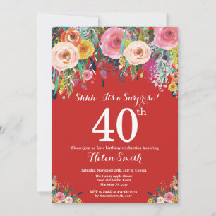 Convite de Aniversário de 40 anos Surpresa Floral 
