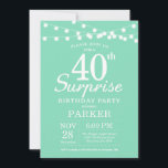 Convite de Aniversário de 40 anos Surpresa Verde M<br><div class="desc">Convite de Aniversário de 40 anos Surpresa com Luzes de Corda. Fundo Verde Menta. Aniversário de Homens ou Mulheres. 13 15 16 18 20 21 30 40 50 60 70 80 90 100, Qualquer idade. Para personalização adicional, clique no botão "Personalize" e use nossa ferramenta de design para modificar este...</div>