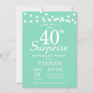 Convite de Aniversário de 40 anos Surpresa Verde M