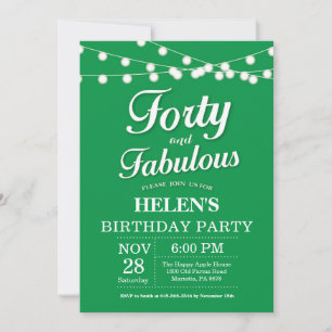 Convite de Aniversário de 40 Anos Verde Fabuloso