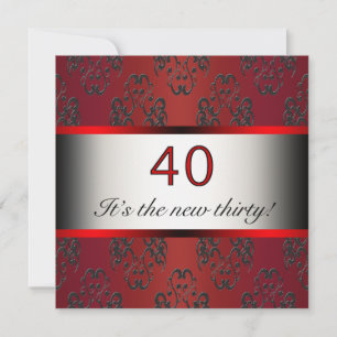 Convite de Aniversário de 40 anos Vermelho