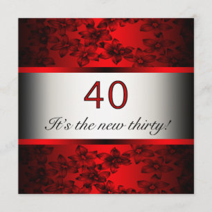 Convite de Aniversário de 40 anos Vermelho