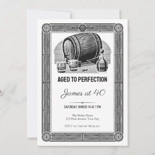 Convite de Aniversário de 40 anos Woodcut Bourbon 