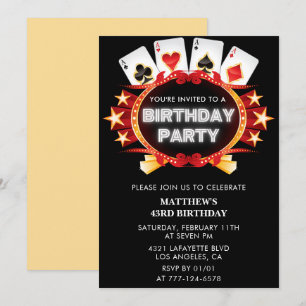Convite de aniversário de 43 anos com carta de jog